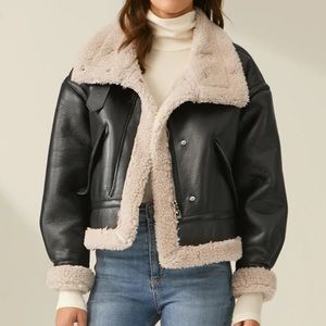 Sherpa Lined Shearling Leather Flight Jacket